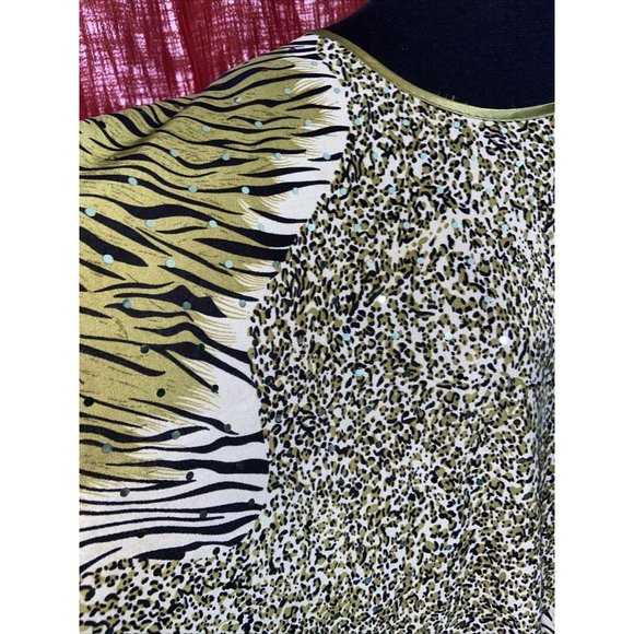 Vtg AL MAKDOOMI Kaftan Lounge Mumu Animal Print Safari Size S/M Dress Coverup - Picture 5 of 16